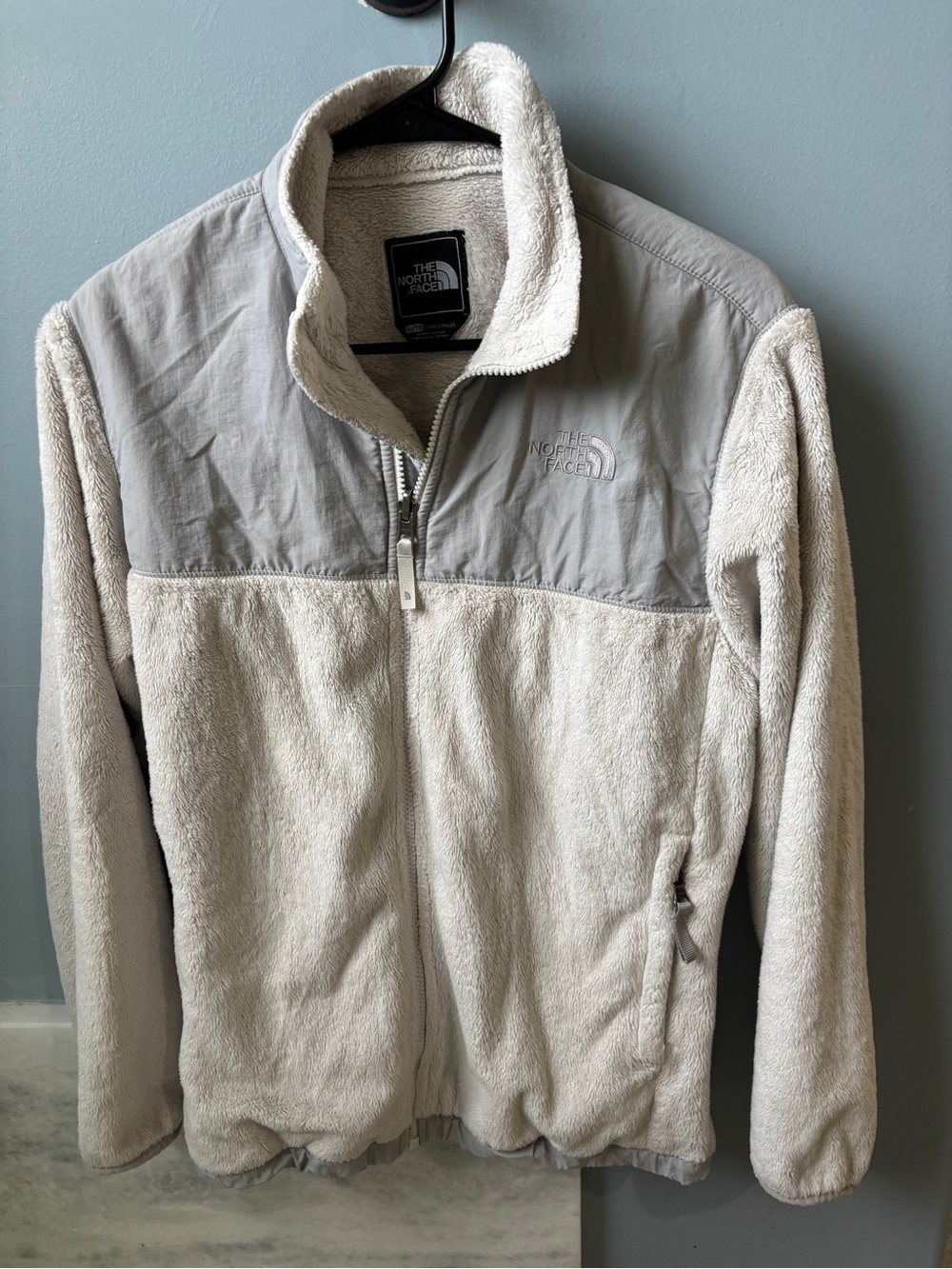 The North Face Girls Osolita Fleece Jacket Cream Full Zip XL/TG